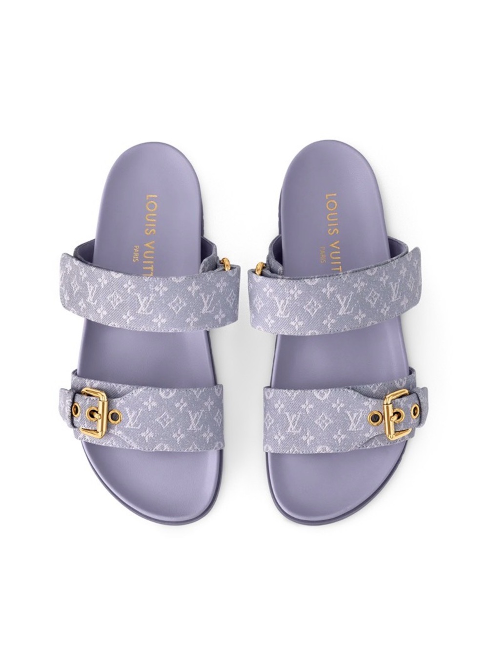 Louis Vuitton Lilac Monogram Double-Strap Slide Sandals